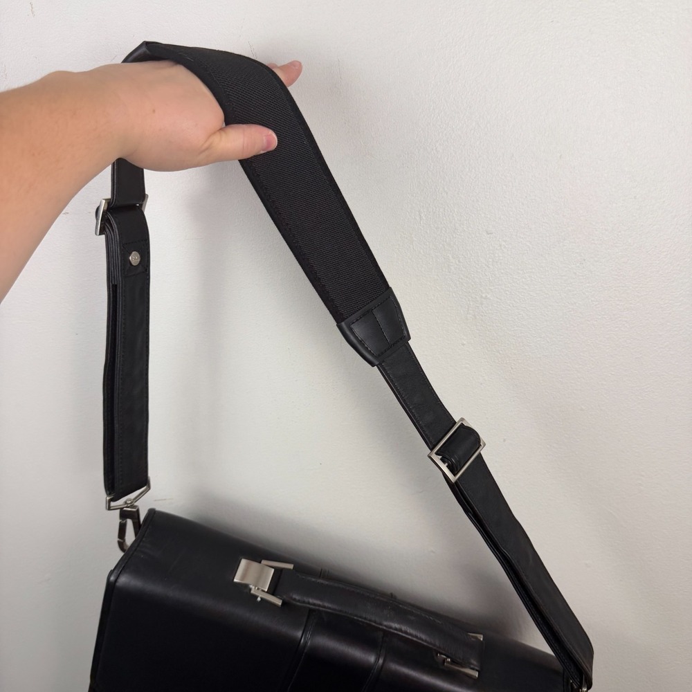 Kenneth Cole Laptop Bag Men's Black Leather Portfolio Lock Classic Top Handle - Picture 10 of 16